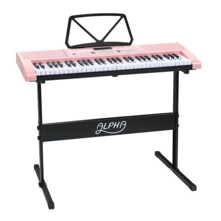 Alpha 61 Key Lighted Electronic Piano Keyboard Led Electric Holder Music Stand