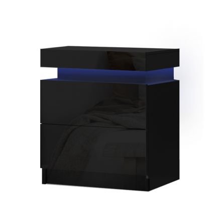 Artiss Bedside Tables Side Table Drawers Rgb Led High Gloss Nightstand Black