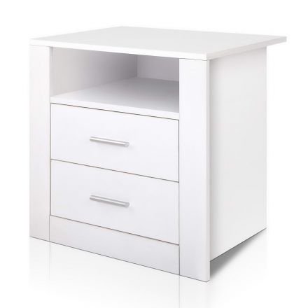 Anti-scratch Bedside Table 2 Drawers - White