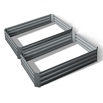 Green Fingers Set Of 2 120 X 90cm Raised Garden Bed - Aluminium Grey