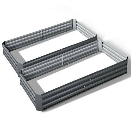 Green Fingers Set Of 2 210cm X 90cm Raised Garden Bed - Aluminium Grey