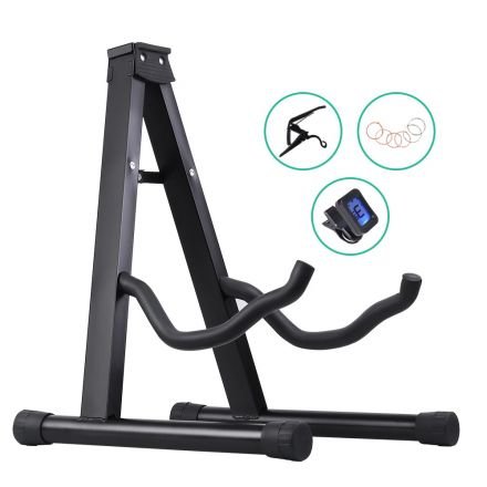 Alpha Folding Acoustic Guitar Stand Bass Floor Rack Holder Accessories Pack