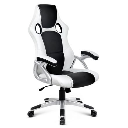 Pu Leather Racing Style Office Chair Black And White