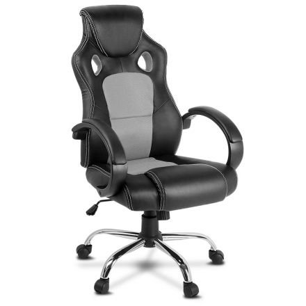 Racing Style Pu Leather Office Chair Grey 
