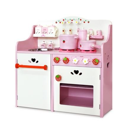 Children Wooden Kitchen Play Set Pink