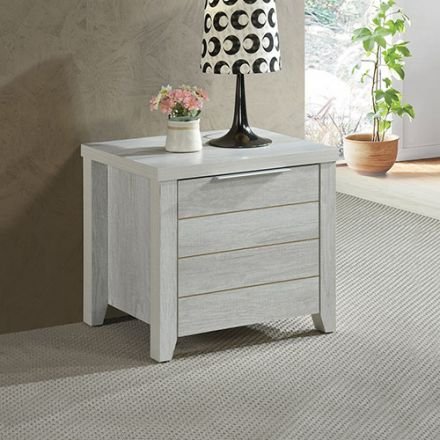 Bedside Table 2 Drawers Storage Table Night Stand Mdf In White Ash