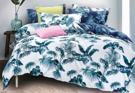 King Size 3pcs Tropical Plant Quilt Cover Set
