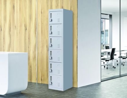 4-digit Combination Lock 6-door Locker For Office Gym Shed School Home Storage Grey