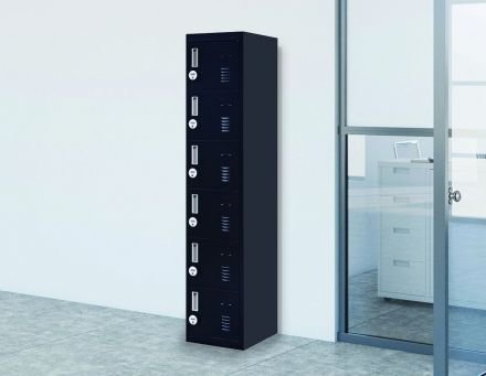 4-digit Combination Lock 6-door Locker For Office Gym Shed School Home Storage Black