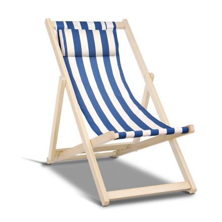 Fodable Beach Sling Chair - Blue & White Stripes
