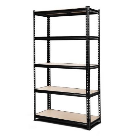 1.8m 5-shelves Steel Warehouse Shelving Racking Garage Storage Rack Black
