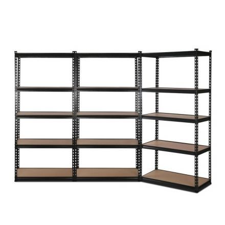 3x1.8m 5-shelves Steel Warehouse Shelving Racking Garage Storage Rack Black