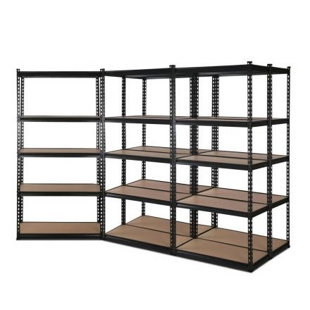 5x1.8m 5-shelves Steel Warehouse Shelving Racking Garage Storage Rack Black