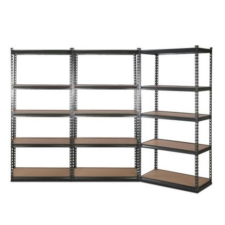 3x1.8m 5-shelves Steel Warehouse Shelving Racking Garage Storage Rack Grey