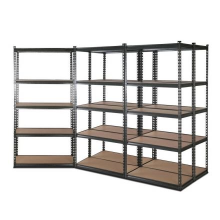 5x1.8m 5-shelves Steel Warehouse Shelving Racking Garage Storage Rack Grey