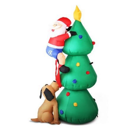 Jingle Jollys 1.8m Christmas Inflatable Santa On Tree Lights Xmas Decor Airblown