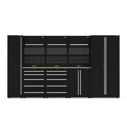 UltraTools 3650mm x 550mm x 2025mm Black Economy Workshop Garage Storage Cabinet Set