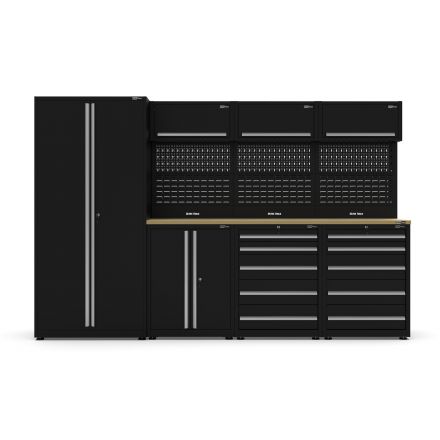 UltraTools 3150mm x 550mm x 2025mm Black Economy Workshop Garage Storage Cabinet Set