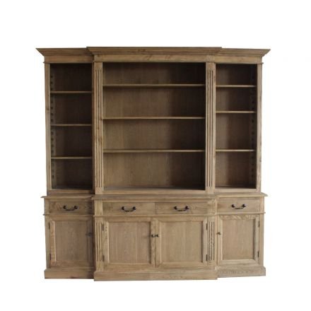 Hamptons Style Natural Ash Buffet and Hutch Sideboard Bookcase Cabinet with Drawers