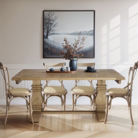 Classic Hamptons Natural Ash Extendable Pedestal Dining Table 180–260cm