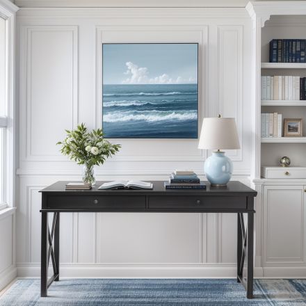 Hamptons Halifax Side Cross Console Hall Table/ Study Desk in Black 