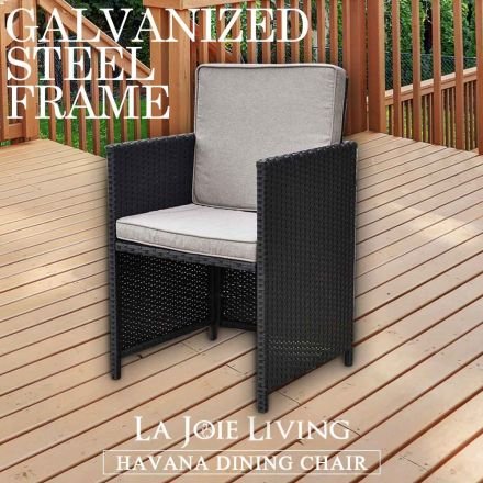 Set of 2 La Joie Outdoor Living Havana Modular Dining Chair Furniture Wicker Rattan Steel Frame