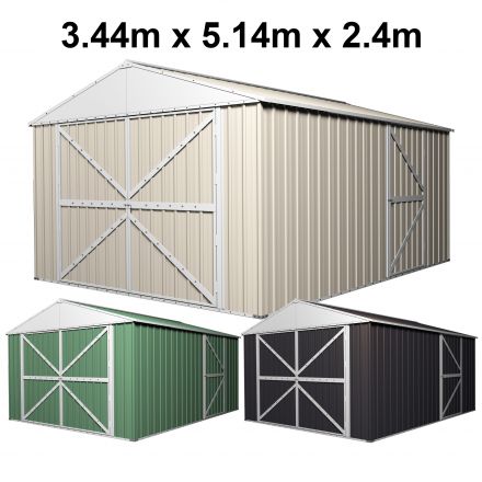 Garage Shed 3.44m x 5.14m x 2.4m with Double Barn Door Workshop