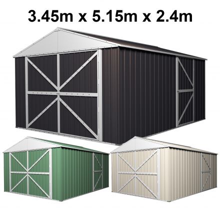 Garage Shed 3.45m x 5.15m x 2.4m with Double Barn Door Workshop