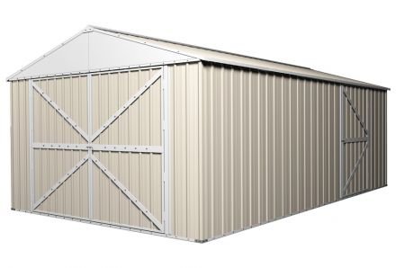 Double Barn Door Garage Shed 3.5m x 6m x 2.3m Cream 45