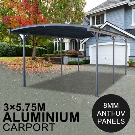 Carport 8MM ANTI-UV Panels 2.57m Extra High Aluminium 3m x 5.7m Outdoor Canopy Car Port