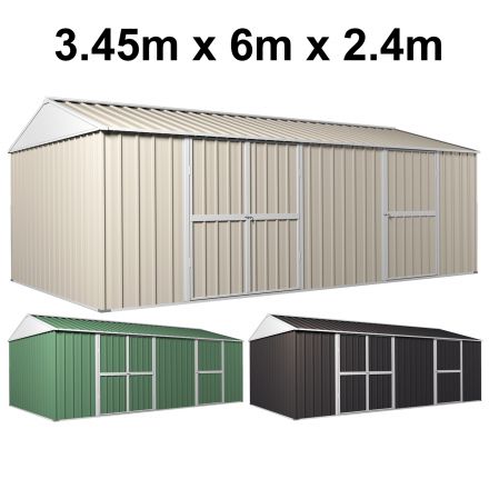 Garden Shed 3.45m x 6m x 2.4m Workshop Side Double doors + PA door