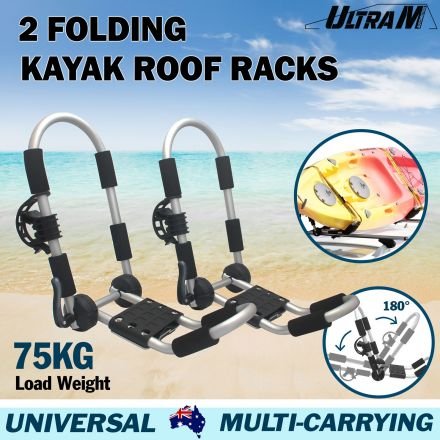 UltraMotor Universal Folding Aluminum J-Bar Canoe Carrier Kayak Rack 