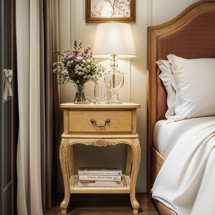 French Provincial Bedside Lamp Table - Ash