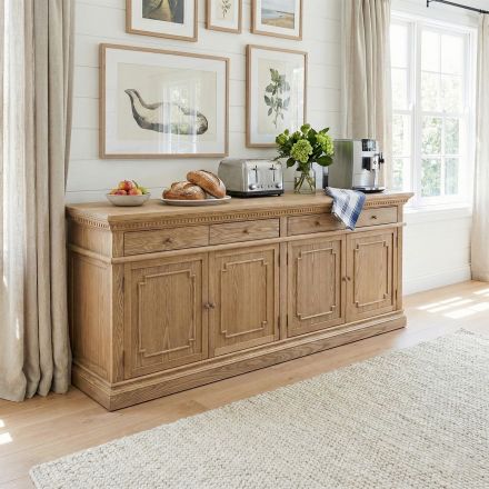 New England Hamptons 4 Drawers 4 Doors Sideboard Buffet & Console Cabinet in Natural Ash 