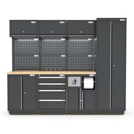 Semi-Industrial Black Workshop Garage Storage Cabinet Set UltraTools 2475mm x 580mm x 2020mm