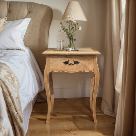French Provincial - Bedside Table with One Drawer Natural Ash