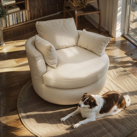 Austin Swivel Linen Snuggle Armchair