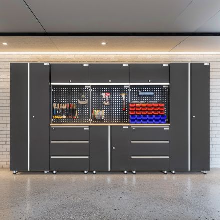UltraTools 3380mm x 500mm x 1870mm Black Workshop Garage Storage Cabinet Set