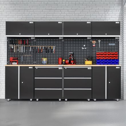 UltraTools 2704mm L x 500mm W x 1870mm H Black Workshop Garage Storage Cabinet Set