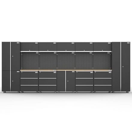 UltraTools 4740mm x 500mm x 1870mm Black Workshop Garage Storage Cabinet Set