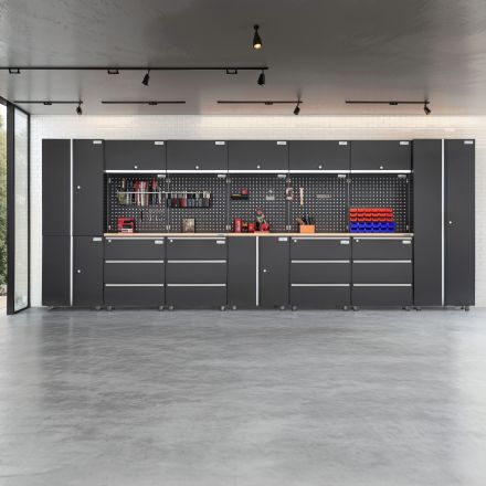 UltraTools 4740mm x 500mm x 1870mm Black Workshop Garage Storage Cabinet Set