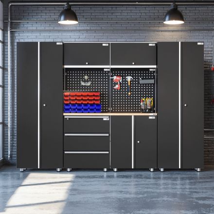 UltraTools 2704mm x 500mm x 1870mm Black Workshop Garage Storage Cabinet Set