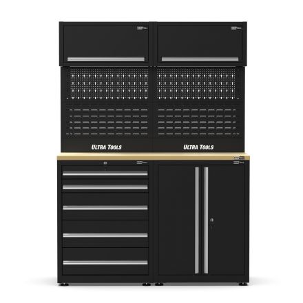 UltraTools 1500mm x 550mm x 2025mm Black Economy Workshop Garage Storage Cabinet Set