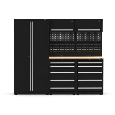 UltraTools 2420mm x 550mm x 2025mm Black Economy Workshop Garage Storage Cabinet Set