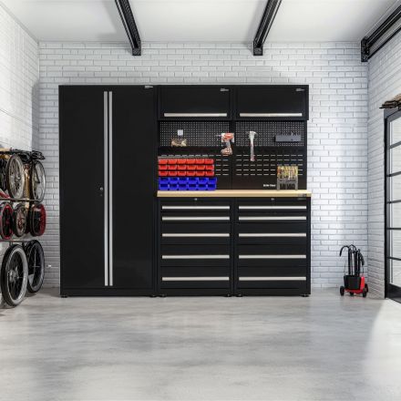 UltraTools 2420mm x 550mm x 2025mm Black Economy Workshop Garage Storage Cabinet Set