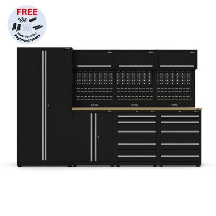 UltraTools 3150mm x 550mm x 2025mm Black Economy Workshop Garage Storage Cabinet Set