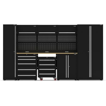 UltraTools 3650mm x 550mm x 2025mm Black Economy Workshop Garage Storage Cabinet Set