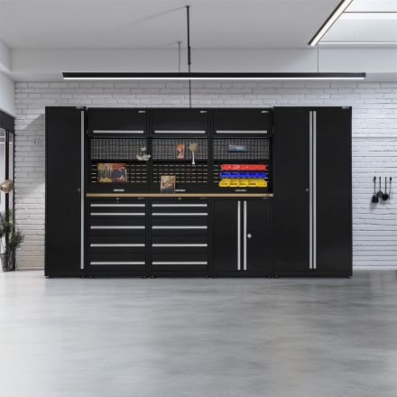 UltraTools 3650mm x 550mm x 2025mm Black Economy Workshop Garage Storage Cabinet Set