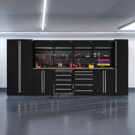 UltraTools 4400mm x 550mm x 2025mm Black Economy Workshop Garage Storage Cabinet Set