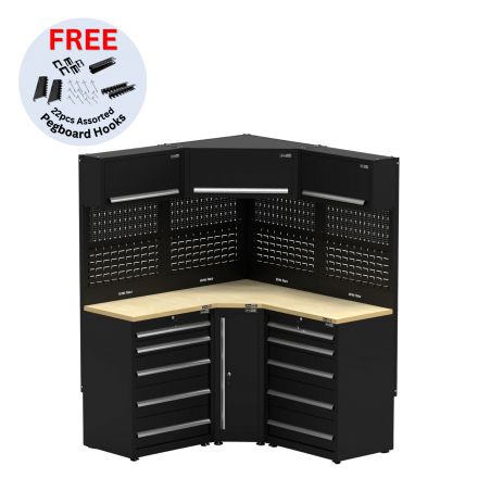 UltraTools 1550/1550mm x 550mm x 2025mm Black Economy Workshop Garage Storage Cabinet Set